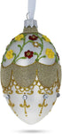 Multicolor Flowers On White Glass Egg Ornament 4 Inches...