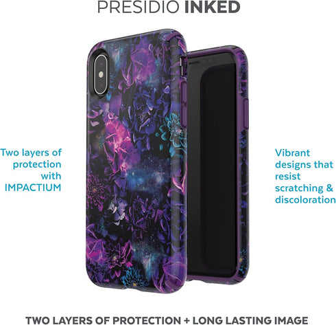 Speck Products Presidio Inked iPhone Xs/iPhone X Case, GalaxyFloral/Cala Purple...