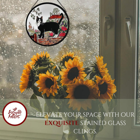 Decorative Hand Printed Stained Glass Window Sun Catcher/Roundelette in an Edinburgh Unicorn Design....