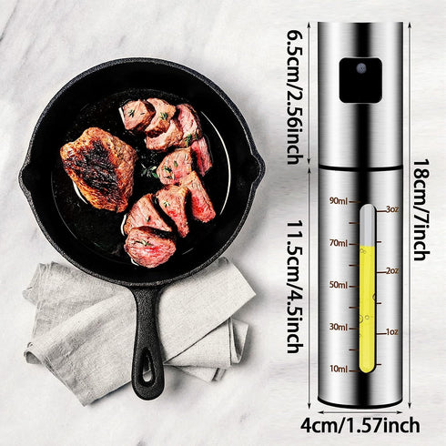A&J Essentials Oil Sprayer for cooking- 100mL stainless steel, modern, durable, sleek design - Baking, Salad, Grilling, BBQ, Roasting - Oil dispen...