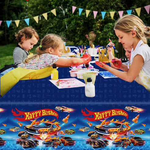 3pcs Hot Birthday Decorations Tablecloth Racing Car Themed Large 107x53.9 Inches Birthday Decorations Disposable Waterproof Table Covers for Birth...