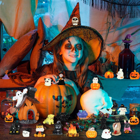 36 Pcs Halloween Miniature Figurines Resin Pumpkin Ghost Halloween Garden Accessories Miniature Halloween Decorations Halloween Miniature Ornament...