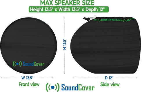 Marine Wakeboard Tower Speaker Covers for 8” Round Speakers – 210T Polyester with Silver UV Coating – Water-Resistant, Double-Stitched with Drawco...