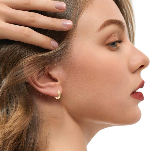 14K Gold Plated Hoop Earrings for Women, 3 Pairs Lightweight Chunky Gold Hoops Earrings Set, Hypoallergenic Trendy Small Huggie Gold Earring Jewel...