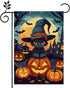 Halloween Cat Garden Flag, 12x18 Inch Double Sided Burlap, Halloween Scary Pumpkin Garden Flag, Holiday Outdoor House Decoration?Lawn Flag Yard Fl...