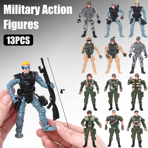 MCPINKY 13PCS Army Men Toy Set, Military Action Figures with Weapons and Toy Drone Special Operations Toy Soldiers for Kids Birthday Gift...