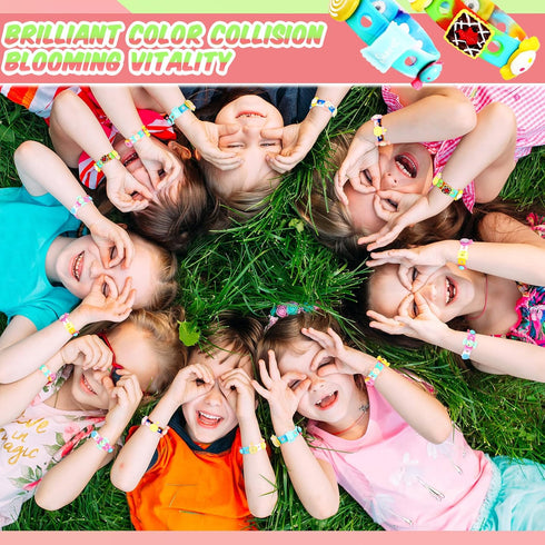 Batiyeer Silicone Charm Bracelet kids Silicone Wristbands Adjustable Colorful Rubber Bracelet 7.08 Inch Wristbands Bracelets with Holes for School...
