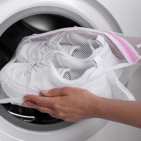 uxcell 2Pcs Shoes Washing Bag, 8.7 x 13 Inch Cylinder Fine Mesh Laundry Bags for Washing Machine Wash Sneakers, Slippers, Delicate, Underwear, Whi...