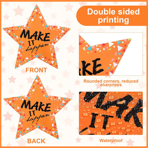 72 Pcs 5.9" Star Cutouts Paper for Bulletin Board Decorations Glitter Star Cutouts Positive Sayings Star Confetti Cutouts for Bulletin Board Class...