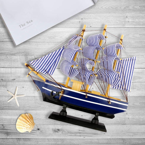 Dedoot Sailboat Model Decor, Wooden Sailing Boat Nautical Decor 7"x8" Model Ship for Ocean Theme Party and Room Decoration, Photo Props...