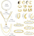 Sanfenly Jewelry Set with 3 PCS Necklaces, 5 PCS Bracelets, 3 Pairs Hoop Earrings, 10 Pcs Chunky Rings Jewelry Pack for Women Valentine Anniversar...