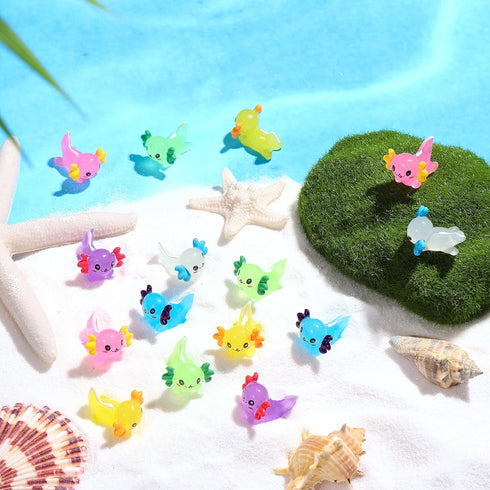 48 Pack Mini Resin Axolotl Charms, Mini Resin Axolotl for Miniature Dollhouse Decor, Tiny Animal Figures DIY Garden Aquarium Potted Micro Landscap...