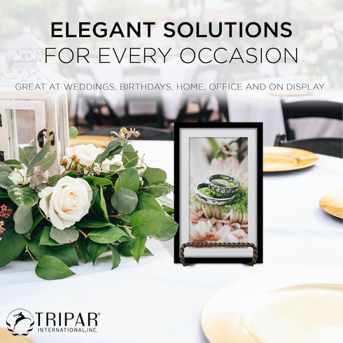 Tripar Decorative Twisted Wire Stand, Black Display (4 Inch Depth) - Tabletop Display - Handcrafted Square Edge Design for Sleek & Modern Look - P...
