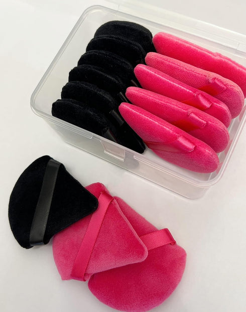 14 Pieces Powder Makeup Sponge Made of Cotton Velour Triangle Powder Puff Washable Reusable,Black+Red...