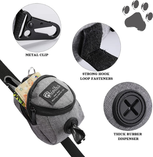 2 Pieces Dog Treats Bag Pet Poop Treat Bag Holder Dog Poop Treat Bag Dispenser Outdoor Holder Carrier Dog Waste Zipper Pouch with Metal Button for...