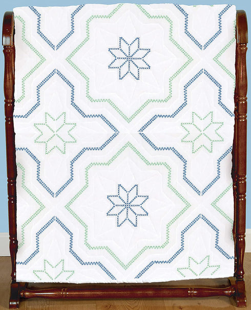 Jack Dempsey Needle Art Interlocking Cross Stitch Star Quilt Blocks, white...