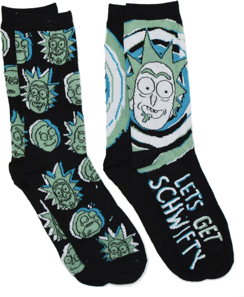 Rick and Morty Schwifty Portal Men's 2 Pack Crew Socks...