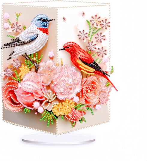 ShengDexin Diamond Art Kits for Adults Flowers and birds, Crafts for Kids,Tabletop Diamond Art Painting Kit 9.5x7inch,DIY Diamond Desk Placement O...