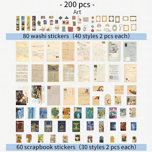 200pcs Aesthetic Stickers for Journaling - Vintage Scrapbook Stickers, Aesthetic Stickers, journaling Stickers, journaling Supplies, Scrapbook kit...