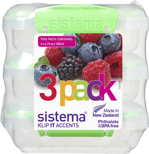 Sistema KLIP IT Accents Collection Food Storage Containers, 6.7 oz./0.2 L, Color Received May Vary, 3 Count...