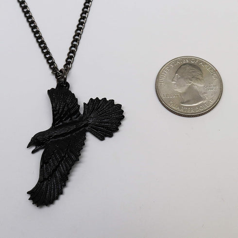 Black Raven Black Crow Gothic Pewter Pendant Necklace...