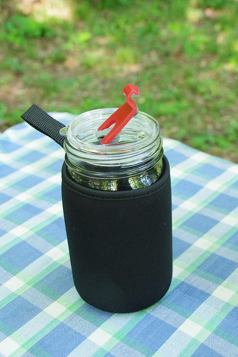 Masun Mason jar Sleeve Wide, and regular mouth quart jars (Black 4 pack)...