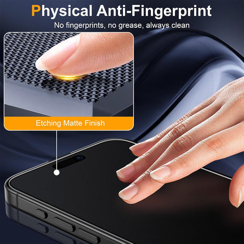 2 Pack for iPhone 15 Plus 6.7 inch Matte Glass Screen Protector, Auto Dust Removal Easy Installation, Anti Glare Anti Fingerprint Tempered Glass F...