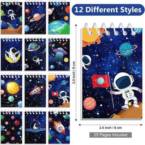 HOBBY HORSE 24 Pieces Outer Space Mini Spiral Notepad Solar System Mini Notebook in 12 Designs for Outer Space Party Favors, 3.54 x 2.36 Inch...
