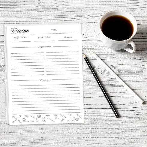 Recipe Paper 5.5x8.5 White, 50-Pack, Blank Recipe Paper to Write in Your Recipes, Minimalist Half-Letter Size Refill Pages for Recipe Binder, Reci...