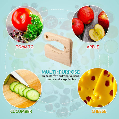 Sosation 2 Pieces Wooden Kids Knife for Cooking, Children's Safe Knives Wooden Kids Knife for Cooking and Cutting Veggies Fruits, Christmas Gift C...