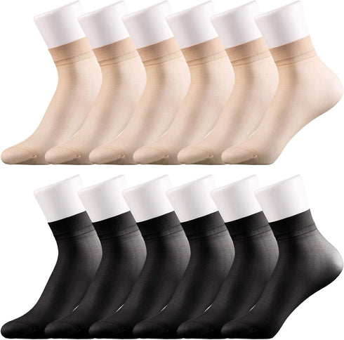 Syhood 12 Pairs Women Ankle High Sheer Socks Soft Silky Short Nylon Socks for Summer Gifts...
