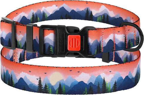 CollarDirect Print Dog Collar Nylon Pattern Adjustable Nature Pet Collars for Dogs Small Medium Large Puppy (Mountains, Neck Fit 10"-13")...