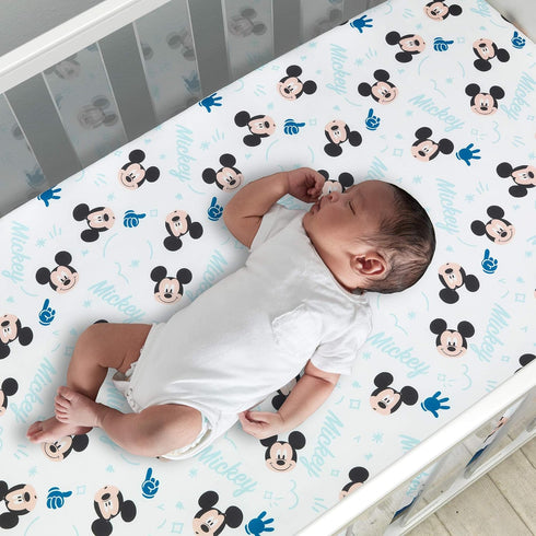 Lambs & Ivy Disney Baby Forever Mickey Mouse White Fitted Crib Sheet...