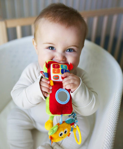 Nuby Plush Phone Pals Musical Hanging Toy with Connector Ring: 0M+, Multi...