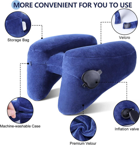 Sunany Neck Pillow for Travel Inflatable Airplane Pillow Comfortably Supports Head,Neck and Chin,Inflatable Travel Pillow with Soft Velour Cover,H...