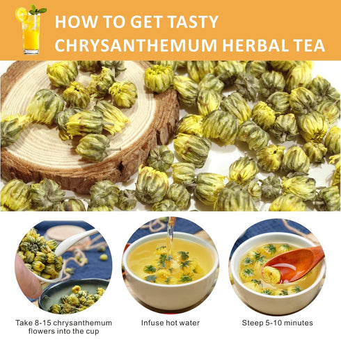 Chrysanthemum Tea, Yellow Edible Flowers, Dried Taiju Bulk, ?? Herbal Tea, Decaffeinated Natural Sweet, Ideal for Gift, 1.4 oz...