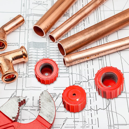 6 Pieces Copper Pipe Cleaners Include 12 Inch, 34 Inch, 1 Inch Handy Sized Plumber, Tube Cleaning Brush for Copper, Red Different Size Copper Pipe...
