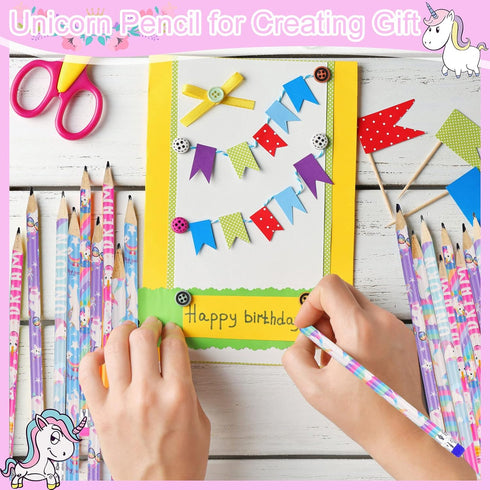 Unicorns Pencils Rainbow HB Pencils Erasable Cute Graphite Pencil Fun Pencils for Kids Unicorn Pencils Favors Unicorn Party Pencils with Erasers f...
