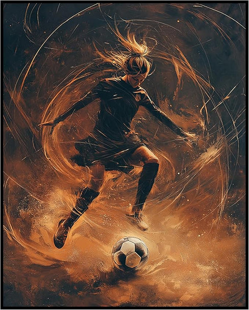 Posterizer 1 pcs-abstract Football-soccer player dribbling poster -2-Sports & Hobby Art Gifts for sports fans Decor for Home & Office- unframed wa...