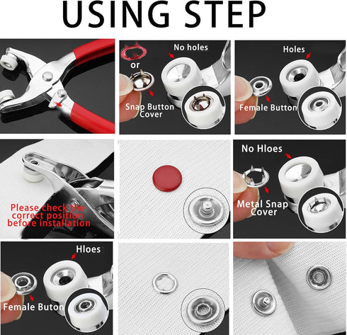 Minestylish 200 Sets Metal Snaps Buttons with Fastener Pliers Press Tool Kit Perfect for DIY Crafts Clothes Hats and Sewing, Snap Button Fasteners...