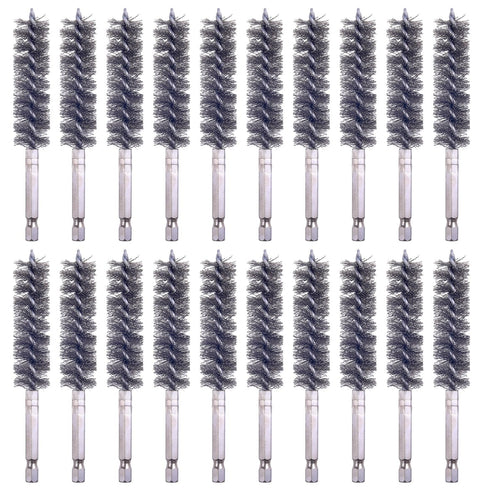 10 Pack Bore Brush for Drill, Wire Bore Brush Drill, Stainless Steel Bore Cleaning Brush Set 1/4 Inch Hex Shank for Power Drill Impact Driver (15M...