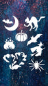 Reusable Halloween Theme Stencil 8.5" x 11" - Bat, Cat, Pumpkin, Witch Design for Spooky Crafts...