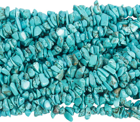 90 Inches Howlite Turquoise Irregular Shaped Crystal and Healing Tumbled Chip Stone Beads for Jewelry Making...