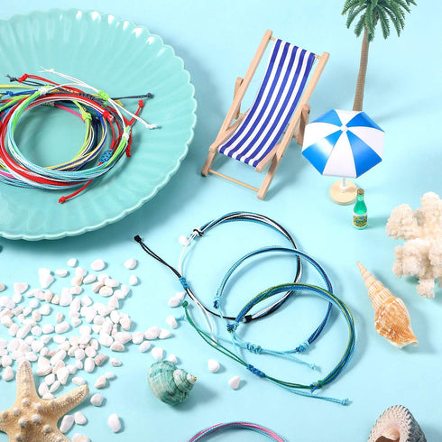 Hicarer 30 Pieces Adjustable Woven Anklets Bracelets Bohemian Braided Rope Bracelets Waterproof Wax Coated Anklets for Women...