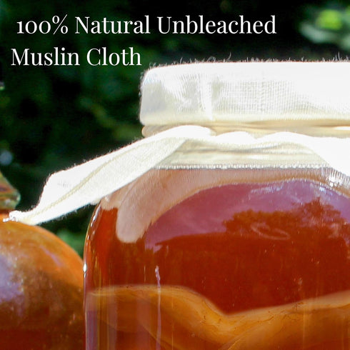 Cornucopia Brands Kombucha Jar Cloth Covers (4-Pack); Unbleached Muslin Cloth Covers w/Rubber Bands, Custom Size for Kombucha Jars...