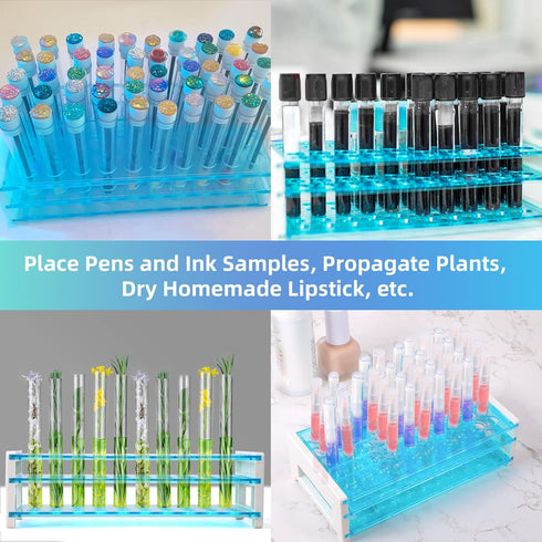 Annhua Test Tube Rack Plastic for 18 mm Tubes Holder Tray, Holds 50, Lab Tube Holder Rack Tube Stand for Sicence Laboratory, Classroom and Home Us...