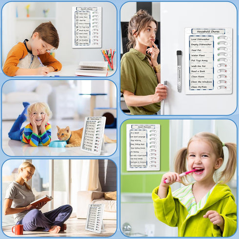 Chore Chart for Kids Sliding Routine Chart ADHD Tools for Kids to Do List Checklist Routine Planning Board for Fridge with Magnetic Marker and Des...