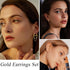 LOYALLOOK 28Pcs 14K Gold Plated Cartilage Stud Earrings and Hoops Set Stainless Steel Conch Helix Tragus Flatback Stud Earrings Dangle Chain Huggi...