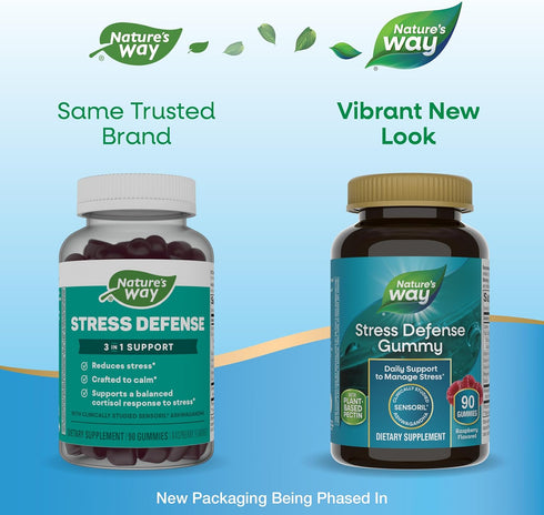 Nature's Way Stress Defense Gummies, Stress Support*, Supports Balanced Cortisol Response*, with Sensoril Ashwagandha, Vitamins B6, C, and D3, Ras...