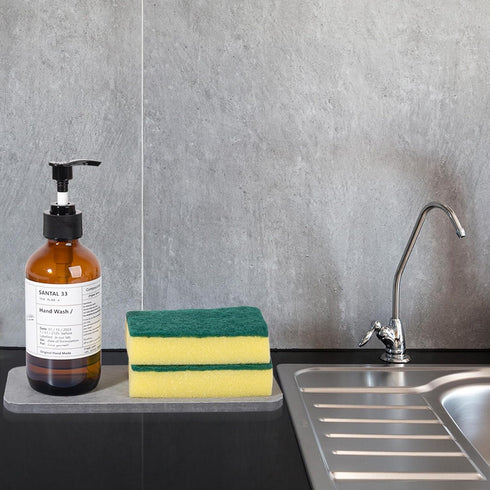 Water Absorbing Stone Tray for Sink, Diatomite Bathroom Tray Quick Dry Dish Soap Holder Kitchen Sink Organizer for Modern Home Decor - Light Grey...